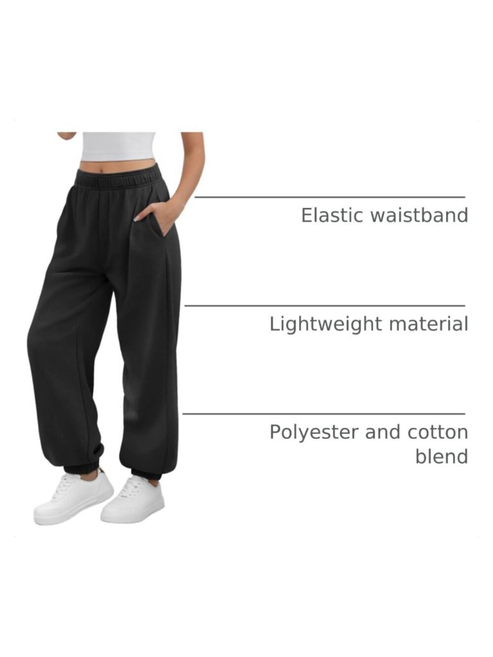 Women's High Waisted Wide Leg Baggy Sweatpants Jogger Lounge Pants - Picture 3 of 6